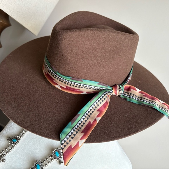 Brown Hat with Feather Accent - Picture 9 of 10